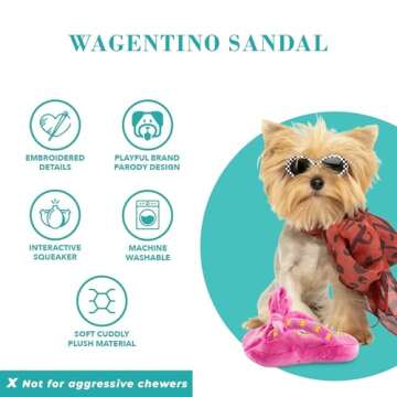 Haute Diggity Dog Wagentino Shoe, Plush Designer Dog Toys with Interactive Squeaker, Stimulating Pet Enrichment, Machine-Washable & Safe Materials for All Breeds, One Size