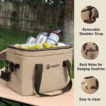 VILLEY Insulated Cooler Bag | 20L, Padded Handles, Great for Travel
