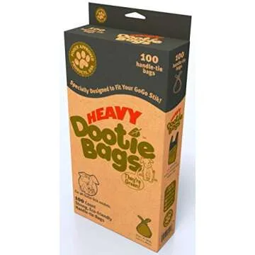 HEAVY Dootie Bags with EZ Tie Handles. Clean and Convenient for Pet Dog Poop, Cat Litter. Multi-Use. Great for Swivel Bin and Gogo Stik Scoopers. Made with Cornstarch. Strong, Leakproof and Very Large