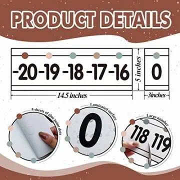 29 Pieces Number Line Bulletin Board Border -20 to 120 Number Line for Classroom Wall Laminated Boho Number Line Boarder Math Poster for Boho Classroom Homeschool Decor