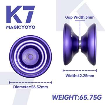 MAGICYOYO K7 Responsive Yoyo Purple Yo Yo for Beginners with Yoyo Storage Bag + Yoyo Glove+12 Yoyo Strings