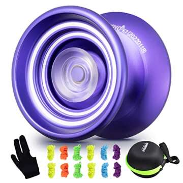 MAGICYOYO K7 Responsive Yoyo Purple Yo Yo for Beginners with Yoyo Storage Bag + Yoyo Glove+12 Yoyo Strings