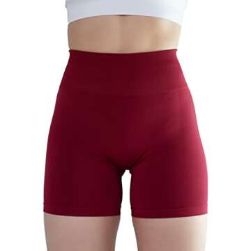 AUROLA Intensify Workout Shorts for Women Seamless Scrunch Short Gym Yoga Running Sport Active Exercise Fitness Shorts(M,Deep Red)