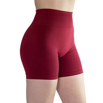 AUROLA Intensify Workout Shorts for Women Seamless Scrunch Short Gym Yoga Running Sport Active Exercise Fitness Shorts(M,Deep Red)