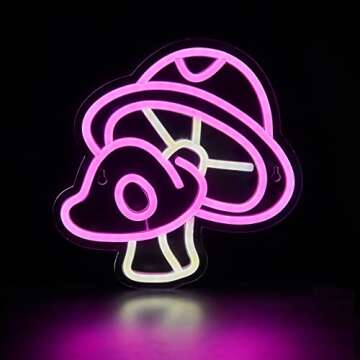 LED Neon Mushroom Cute Neon Sign - Vibrant USB Powered Night Light