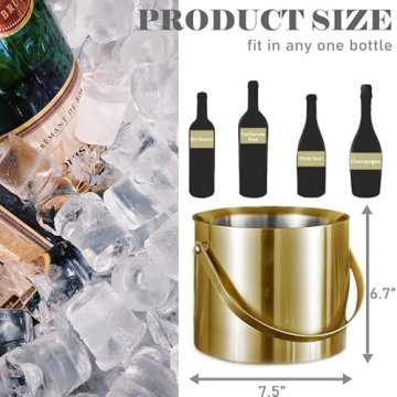 Sipoyen 3L Gold Insulated Ice Bucket for Parties