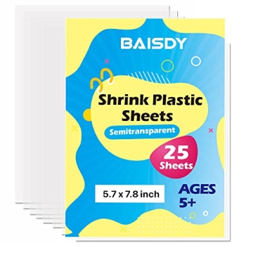 BAISDY 25Pcs Shrink Plastic Sheets for Crafts Heat Shrink Paper for Kids DIY Jewelry Making, 14.5x20...