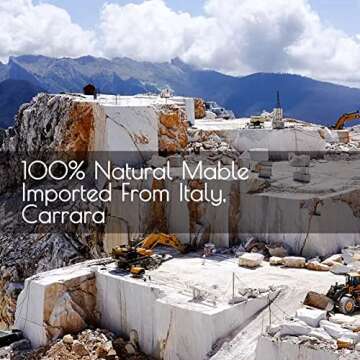 HERFECEAL Natural Marble Cutting Board, Cutting Pastry Board Tray Plates for Cheese Rolling Dough, Non-Stick Marble Slab with Non-Slip Rubber Feet for Cake Display, Carrara White 12"x16"