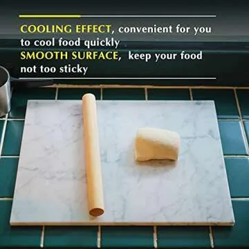 HERFECEAL Natural Marble Cutting Board, Cutting Pastry Board Tray Plates for Cheese Rolling Dough, Non-Stick Marble Slab with Non-Slip Rubber Feet for Cake Display, Carrara White 12"x16"