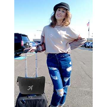 BlueHills Travel Blanket Pillow in Mini Soft Packable Case Premium Plush Airplane Blanket in Portable Compact Pack with Luggage Belt and Carabiner Long Flight Throw Essentials Lightweight- Black M05