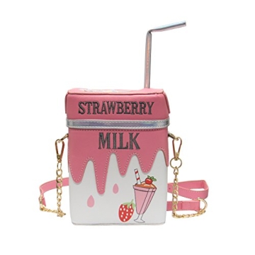 Cute Strawberry Milk Box Purse - Stylish Crossbody Bag