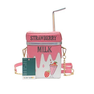 Cute Strawberry Milk Box Purse - Stylish Crossbody Bag