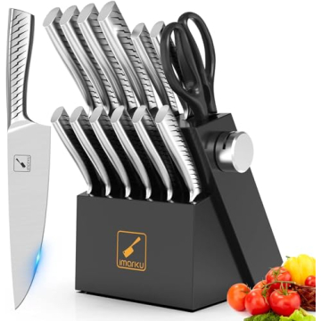 imarku Knife Set,14-Piece Knife Sets for kitchen with block,Premium One-Piece Kitchen Knife Set with...