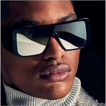 FEISEDY Rectangle Oversized Shield Sunglasses for Women Men Futuristic Rectangula Flat Top One Piece Shades B9037