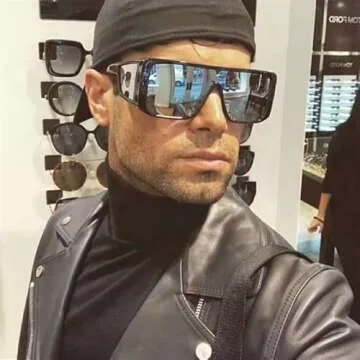 FEISEDY Rectangle Oversized Shield Sunglasses for Women Men Futuristic Rectangula Flat Top One Piece Shades B9037