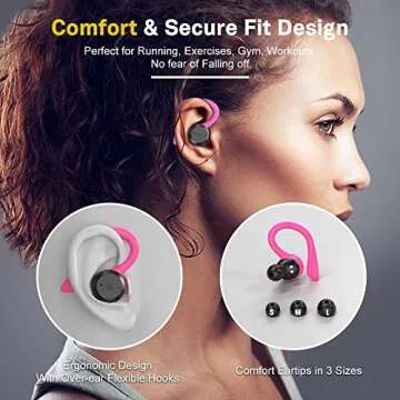 APEKX Bluetooth Headphones True Wireless Earbuds with Charging Case IPX7 Waterproof Stereo Sound Earphones Built-in Mic in-Ear Headsets Deep Bass for Sport Running Red