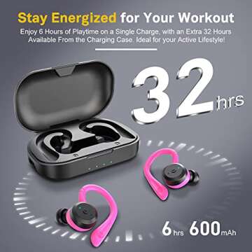 APEKX Bluetooth Headphones True Wireless Earbuds with Charging Case IPX7 Waterproof Stereo Sound Earphones Built-in Mic in-Ear Headsets Deep Bass for Sport Running Red