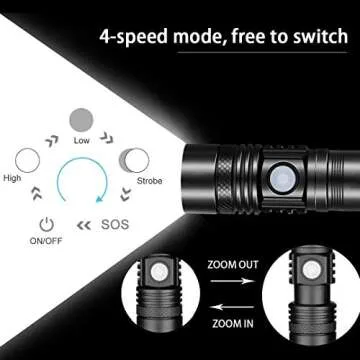 iToncs Rechargeable Flashlight, Pocket-Sized Torch with Super Bright 2000 Lumens LED, Water Resistant, Zoomable, LED Tactical Flashlights with Clip, 4 Modes for Camping Hiking and Emergency(2 Pack)