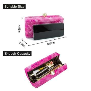 Acrylic Purses Evening Clutch Bag for Women Cute Clutch Purse Marbled Shoulder Bag for Formal Wedding Prom Party (Rose)