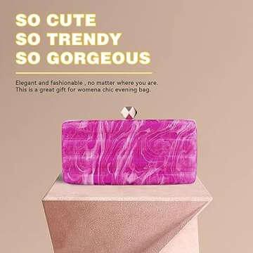 Acrylic Purses Evening Clutch Bag for Women Cute Clutch Purse Marbled Shoulder Bag for Formal Wedding Prom Party (Rose)