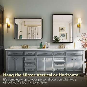 Brightify Black Bathroom Mirror for Wall, 24x36 Inch Rectangular Black Metal Framed Mirror, Modern Wall Mounted Vanity Mirror for Bathroom, Vertical or Horizontal