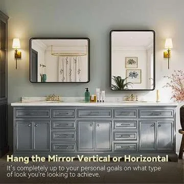 Brightify Black Bathroom Mirror for Wall, 24x36 Inch Rectangular Black Metal Framed Mirror, Modern Wall Mounted Vanity Mirror for Bathroom, Vertical or Horizontal