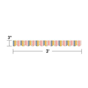 Carson Dellosa We Belong Neutral Stripes Bulletin Board Borders, 39 Feet of Scalloped Boho Striped Classroom Borders for Bulletin Board, White Board, Cork Board, and Neutral Classroom Décor
