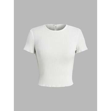 CIDER Round Neck Solid Short Sleeve Tee: Chic & Versatile Fashion Staple in White