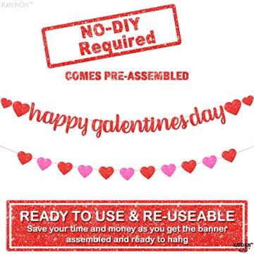KatchOn, Glitter Red Happy Galentines Day Banner - 10 Feet, No DIY | Happy Galentines Day Decoration...