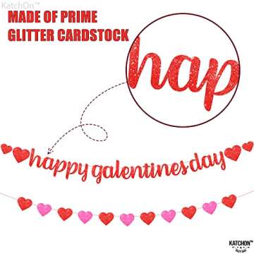 KatchOn, Glitter Red Happy Galentines Day Banner - 10 Feet, No DIY | Happy Galentines Day Decorations for Party | Galentines Day Sign for Galentines Decorations | Be My Galentine, Galentines Dècor