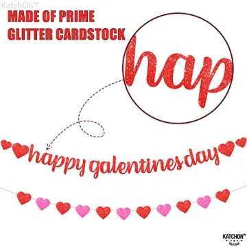 KatchOn, Glitter Red Happy Galentines Day Banner - 10 Feet, No DIY | Happy Galentines Day Decorations for Party | Galentines Day Sign for Galentines Decorations | Be My Galentine, Galentines Dècor