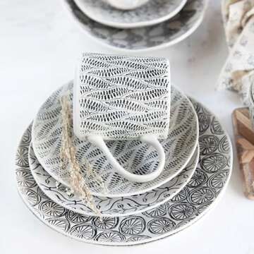 Creative Co-Op Set of 4, Stoneware Styles Mugs & Cups, 4 Count (Pack of 1), Multi