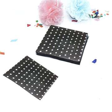 Black and White Polka Dot Party Napkins, 20 Count, 6.5" X 6.5" Premium Luncheon Napkins. Ideal For Parties, Birthdays, Weddings, Reunions And Much More. By Premium Disposables.