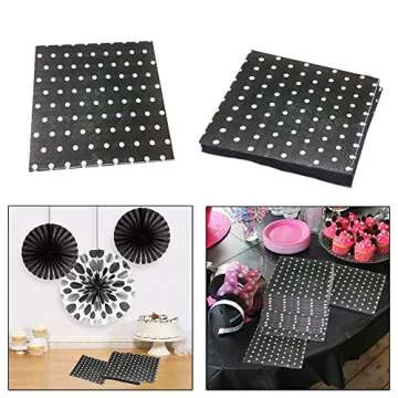 Black and White Polka Dot Party Napkins, 20 Count, 6.5" X 6.5" Premium Luncheon Napkins. Ideal For Parties, Birthdays, Weddings, Reunions And Much More. By Premium Disposables.