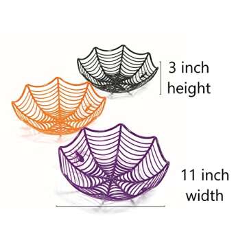 Plastic Spider Web Spiderweb Halloween Candy Bowls - 3 Piece Set