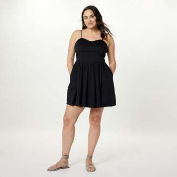 The Drop Women's Perla Shaped Waist Mini Dress Black, M