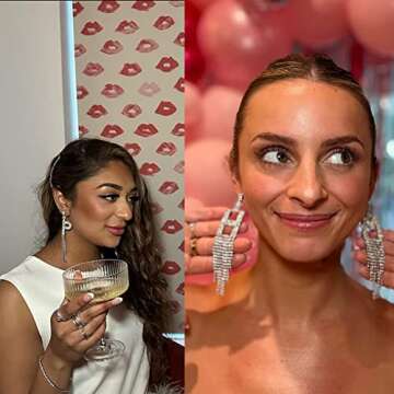 Initial Rhinestone Earrings Sparkle Alphabet Dangle Drop Earrings Clear Crystal Tassel Chandelier Statement Earrings for Women Party Jewelry (R, Silver)