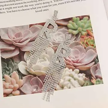 Sparkling Initial Rhinestone Drop Earrings for Women