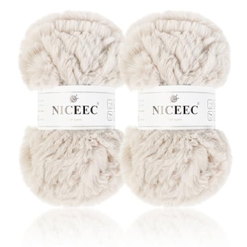 NICEEC 2 Skeins Super Soft Fur Yarn Chunky Fluffy Faux Fur Yarn Eyelash Yarn for Crochet Knit-Total ...