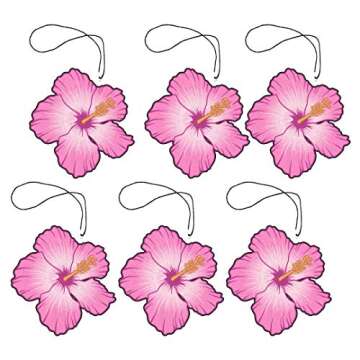 Hibiscus Surf Car Air Freshener by Freshy Factory - Pineapple Scent (6 Pack)
