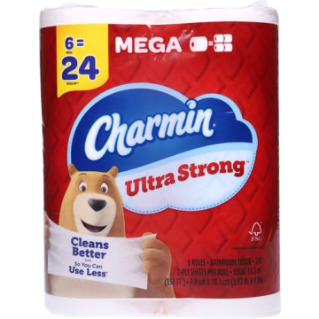 Charmin Ultra Strong Toilet Paper 6 Mega Rolls for Maximum Comfort