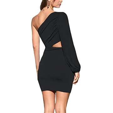 LYANER Women's One Shoulder Mini Dress - Chic and Elegant Cocktail Dress