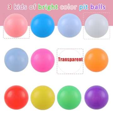 Ball Pit Balls 500 Count for Kids, Children Crush-Proproof Plastic Balls for Ball Pit with 3 Bright ...