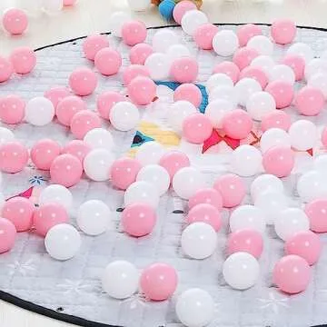 Ball Pit Balls 500 Count for Kids, Children Crush-Proproof Plastic Balls for Ball Pit with 3 Bright Colors, Safe and Non-Toxic, BPA Free, Baby Toddler Pit Balls with Storage Net Bag（Pink）