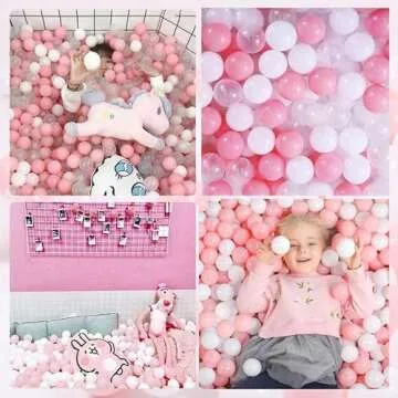 Ball Pit Balls 500 Count for Kids, Children Crush-Proproof Plastic Balls for Ball Pit with 3 Bright Colors, Safe and Non-Toxic, BPA Free, Baby Toddler Pit Balls with Storage Net Bag（Pink）