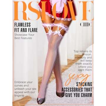 RSLOVE Women Fishnet Stockings Sexy Thigh High Pantyhose Women Tight Hosiery White