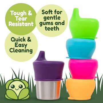 Healthy Sprouts Silicone Sippy Cup Lids - Spill Proof, Fits Any Cup, BPA-Free, Durable & Soft for Ba...
