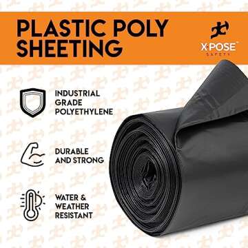 Black Poly Sheeting - 20x100 Feet Heavy Duty, 6 Mil Thick Plastic Tarp
