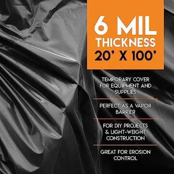 Heavy Duty Black Poly Sheeting - Waterproof Protective Cover