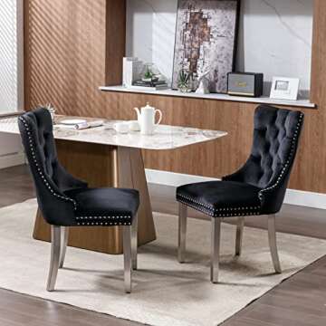 Elegant Velvet Dining Chairs Set with Metal Legs